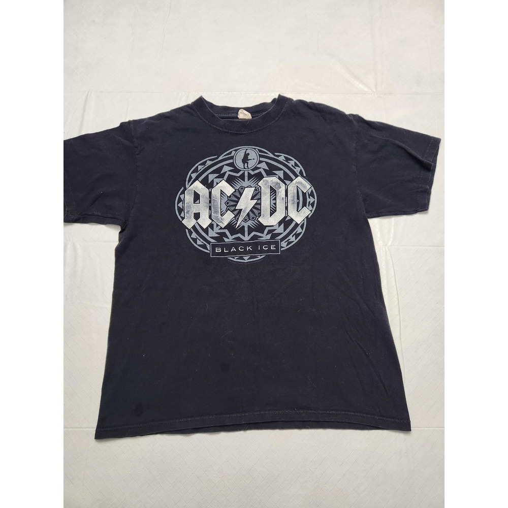 AC/DC ACDC Black Ice Shirt Mens Large Black Rock Band Graphic Tee‎ Music